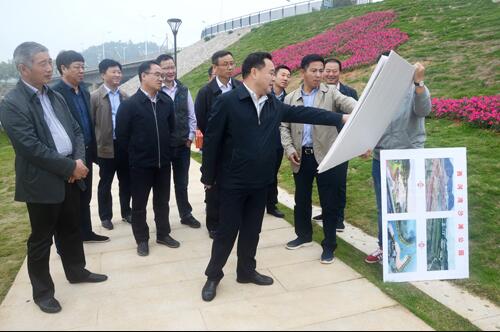 上饒市人大副主任、鄱陽縣縣委書記張禎祥蒞臨新昌南湖西河濕地公園項目