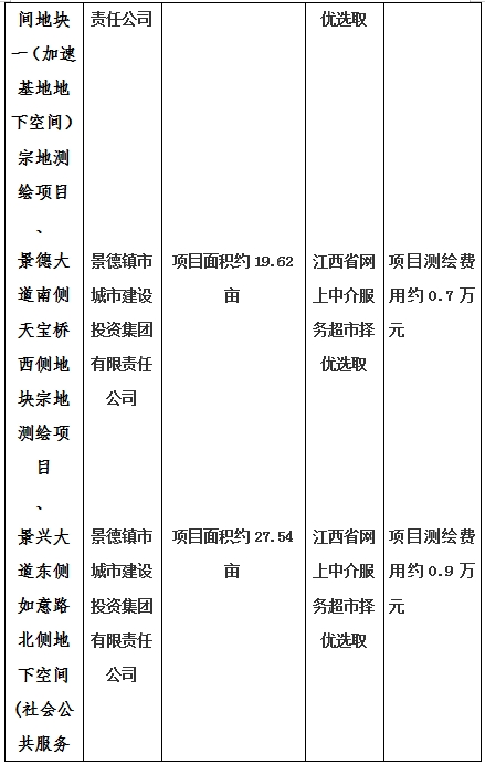 景德鎮市昌南新區LJ1-03-A01-1地塊、瓷都大道東側中渡口地下空間（格蘭云天大酒店地下空間）、光明大道北側利民路西側地下空間（青少年宮地下空間）、規劃二路北側地下空間地塊二（加速基地地下空間）、規劃二路北側地下空間地塊一（加速基地地下空間）、景德大道南側天寶橋西側地塊、景興大道東側如意路北側地下空間(社會公共服務